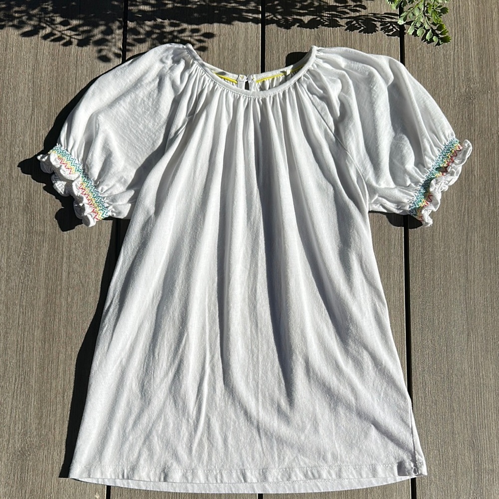 Mini Boden White Puff Sleeve Shirt